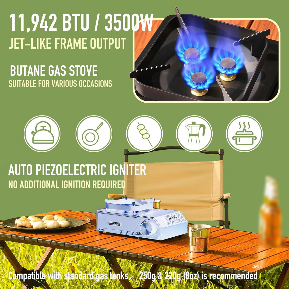 Portable 3 Burners Outdoor Camping Stove by Buerk | Gas Stove | SASKA Trading
