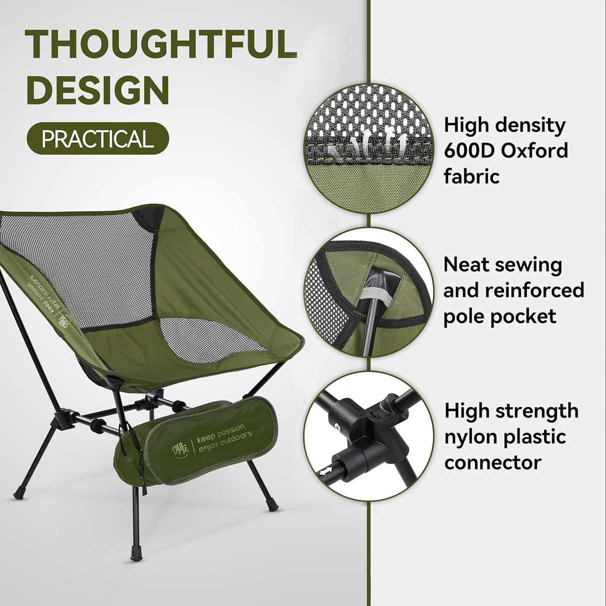 Ultralight Foldable Outdoor Chair – Design for Camping, Beach, Hiking, Wilderness & Fishing Adventures