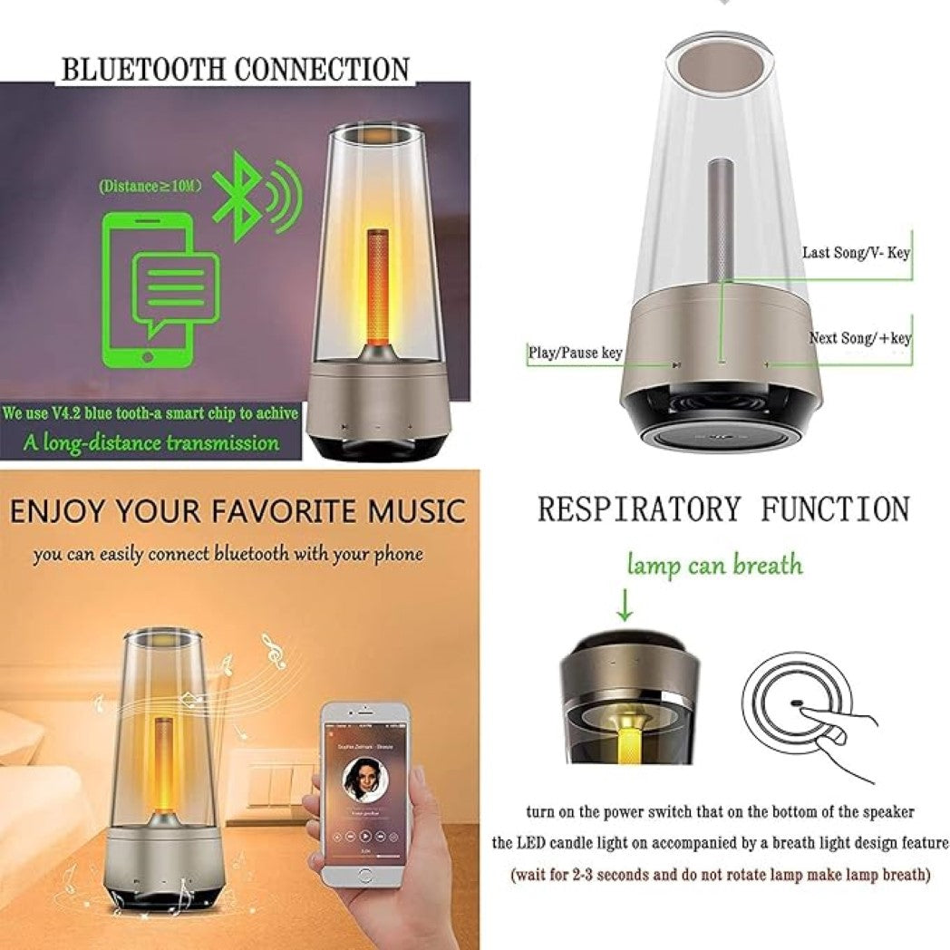 Candle Flame Lamp With Bluetooth Speaker | Bedside Lamp | SASKA Trading