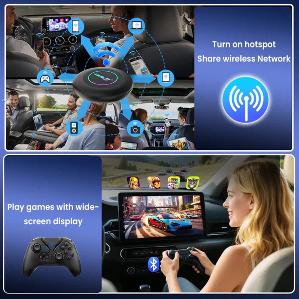Carlink Tbox Ultra Ai Box, 3-in-1 In-Car Android 15 Smart Carplay Adapter 8GB RAM 128GB ROM by Carlinkit