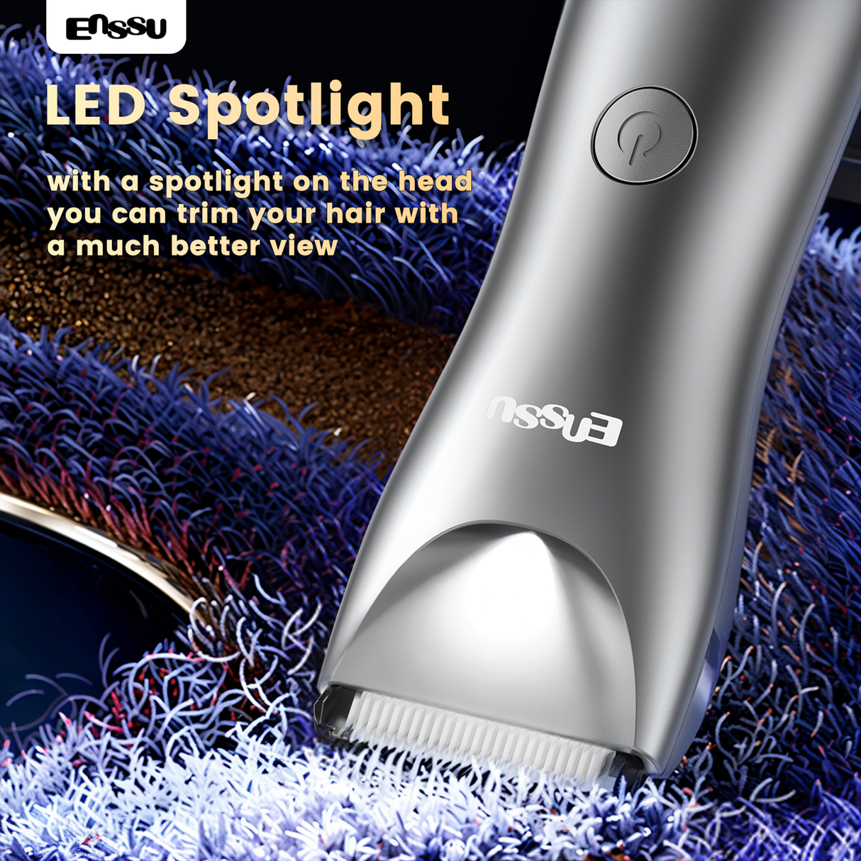 Ceramic-Blade Body Hair Trimmer ES033GY – LED Display Waterproof Groomer by ENSSU