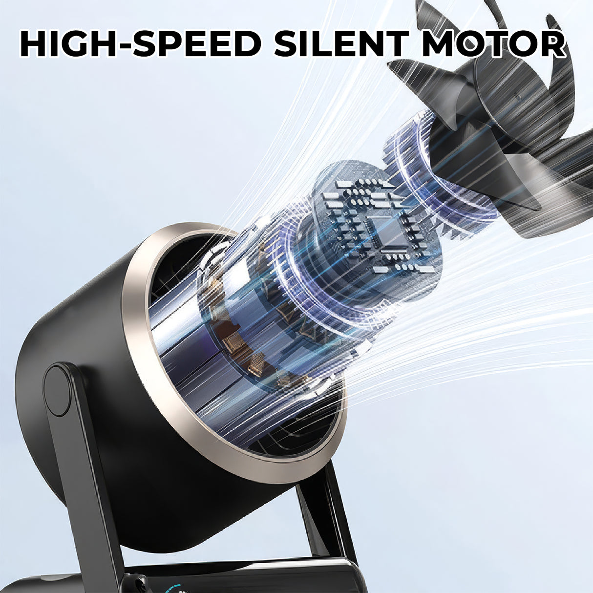 Chillo Core Desktop Fan 6000mAh Rechargeable Fan with LED Display, 100 Speed Levels and USB-C Fast Charging by Porodo