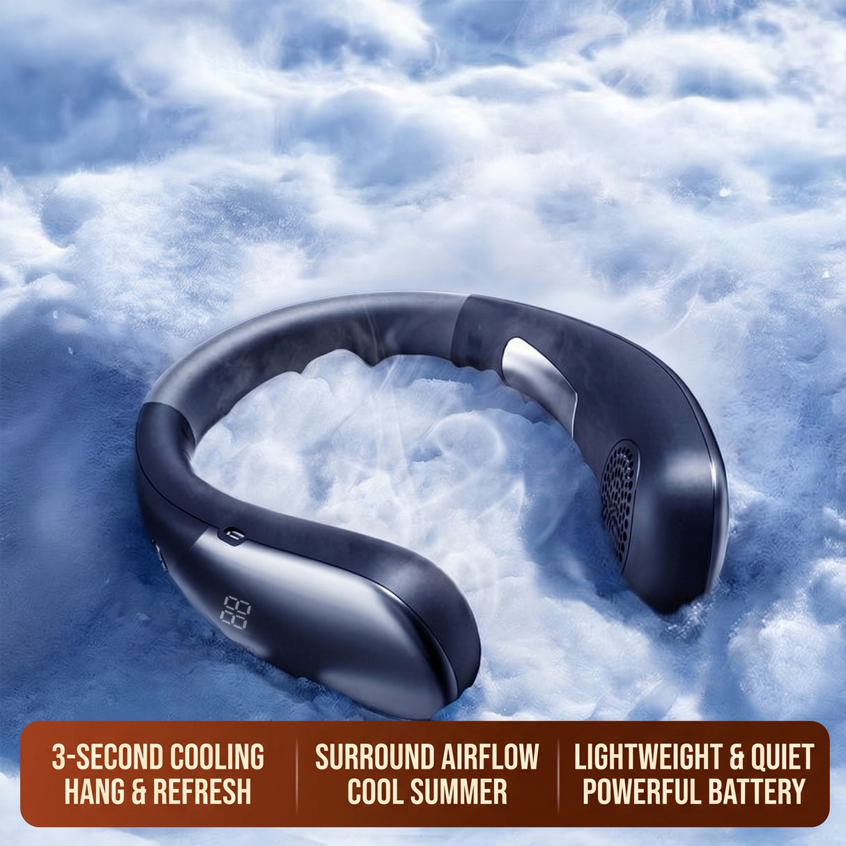 Chillo Zen Neck-Hanging Cooling Fan with Dual Semiconductor Cooling Plates & Intelligent Digital Display by Porodo