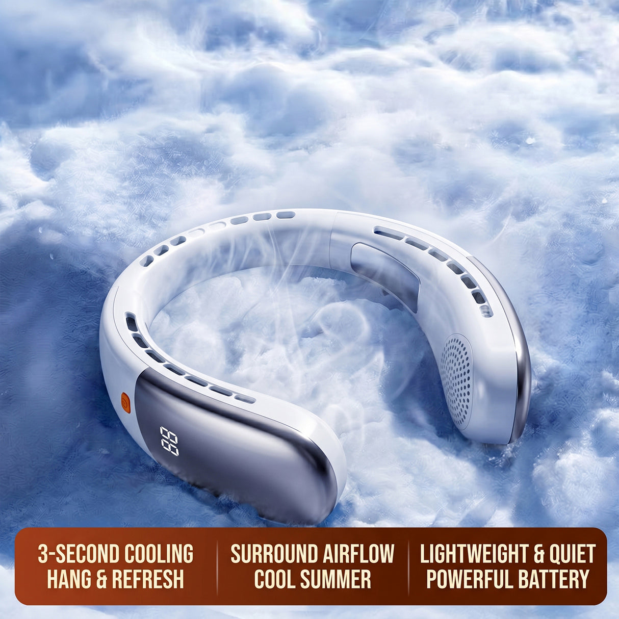 Chillo Zen Neck-Hanging Cooling Fan with Dual Semiconductor Cooling Plates & Intelligent Digital Display by Porodo