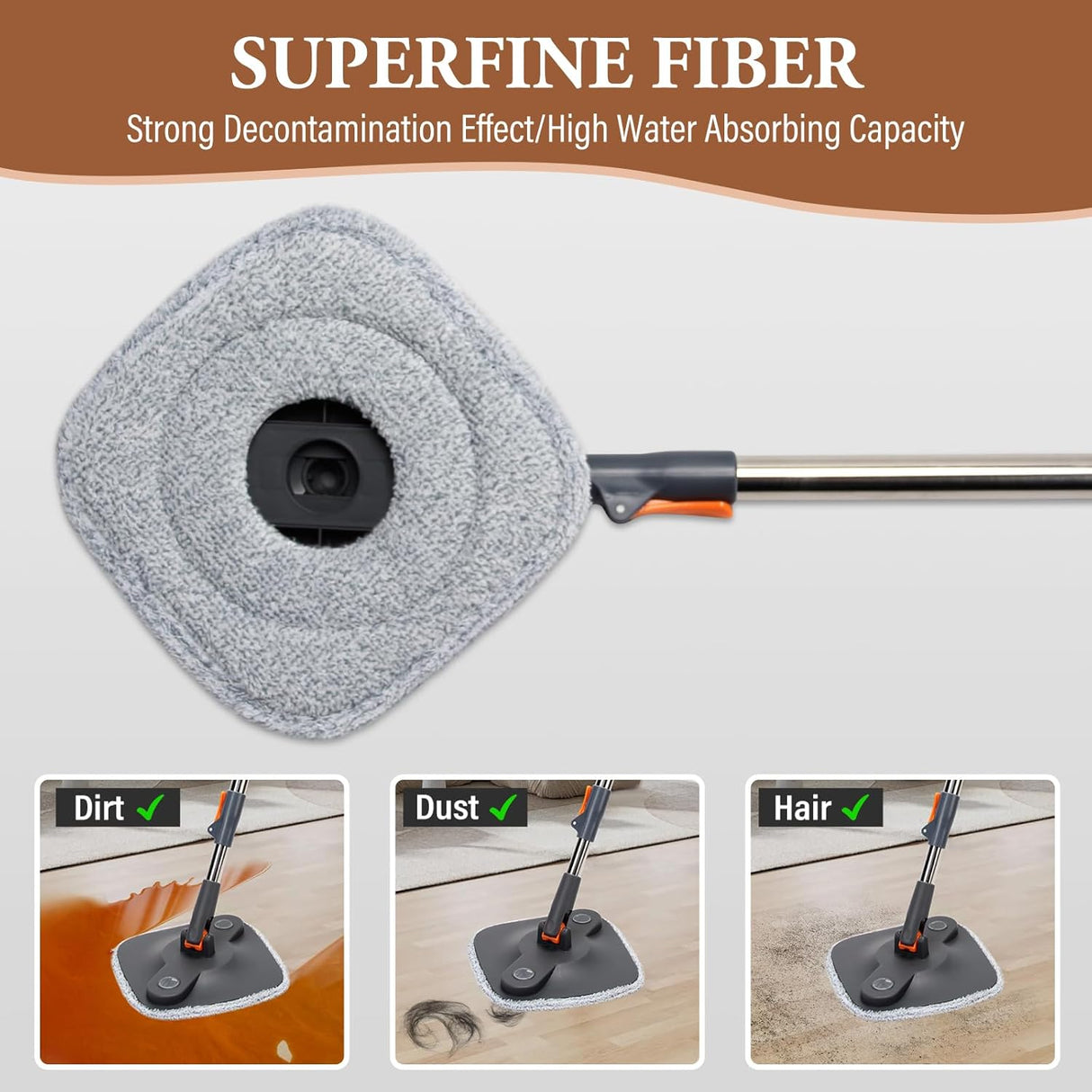 Spin Mop and Bucket Set with 3 macrofibre Replaceable Mop Pads | Cleaning Mop | SASKA Trading