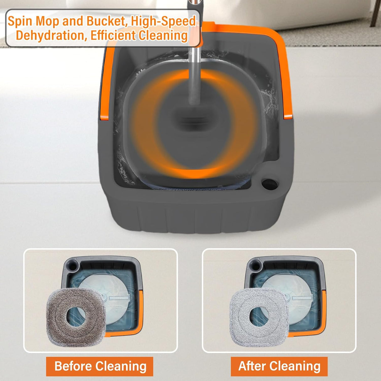 Spin Mop and Bucket Set with 3 macrofibre Replaceable Mop Pads | Cleaning Mop | SASKA Trading