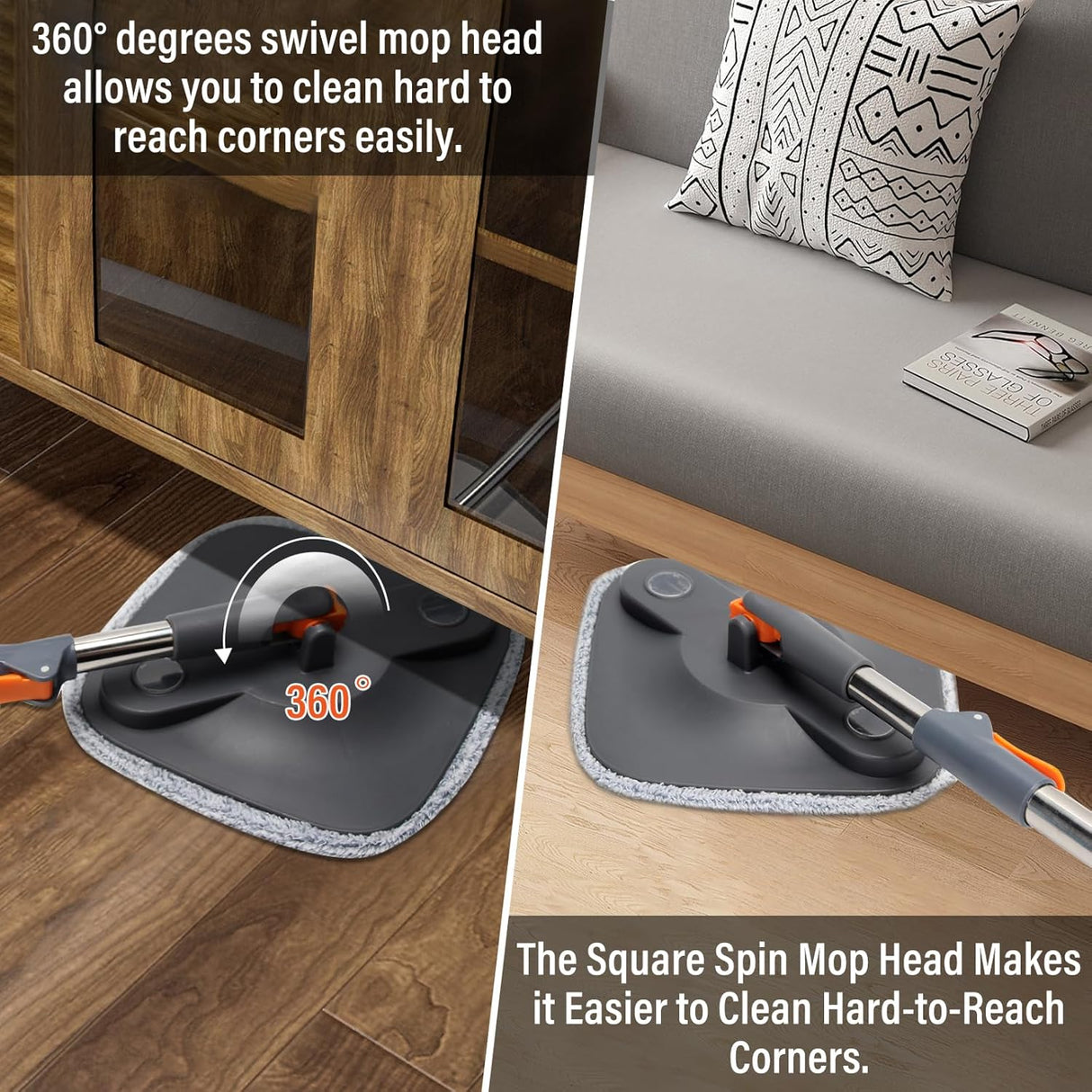 Spin Mop and Bucket Set with 3 macrofibre Replaceable Mop Pads | Cleaning Mop | SASKA Trading