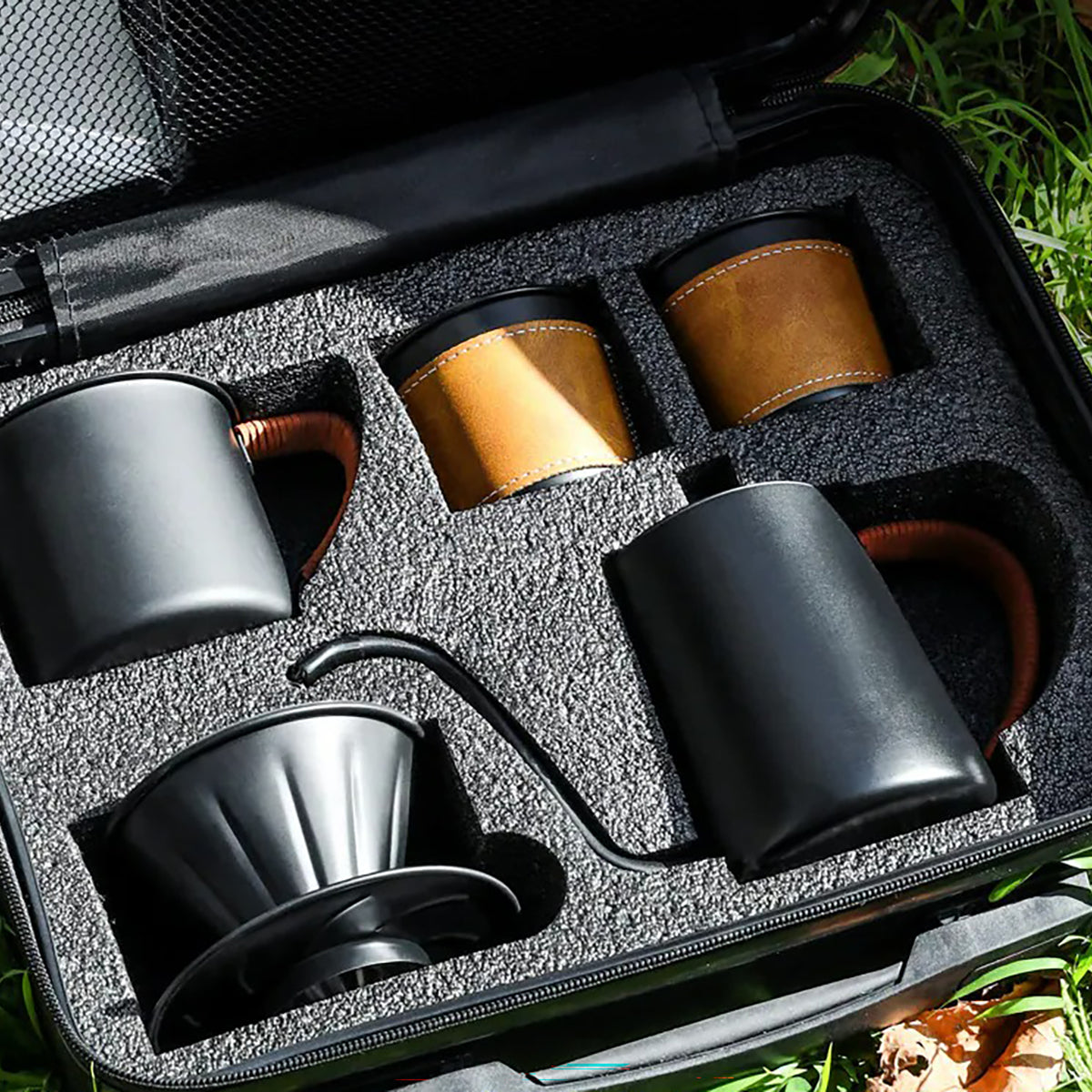 Portable Coffee Maker Set with Premium Travel Bag - Manual Brewing Made Simple