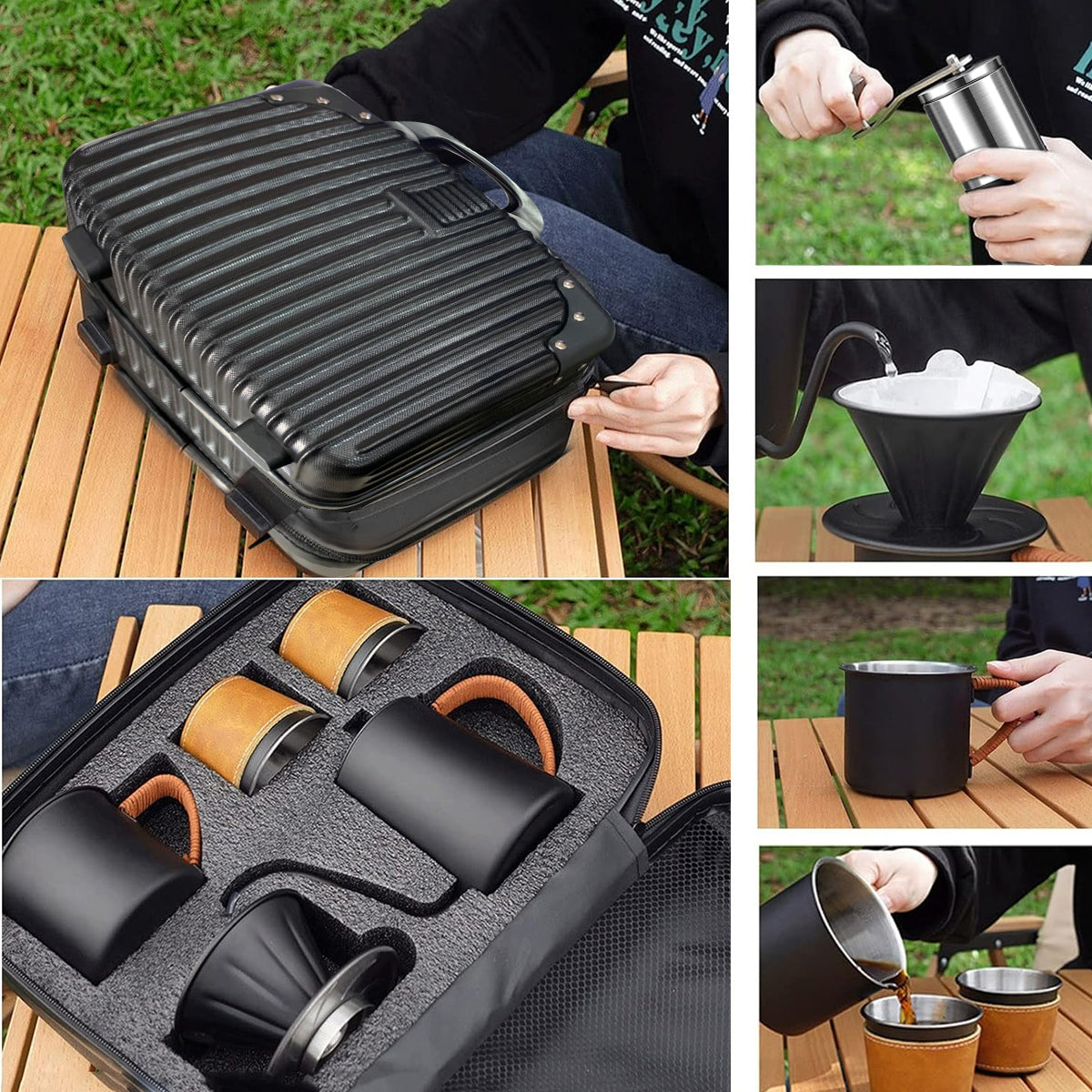 Portable Coffee Maker Set with Premium Travel Bag - Manual Brewing Made Simple