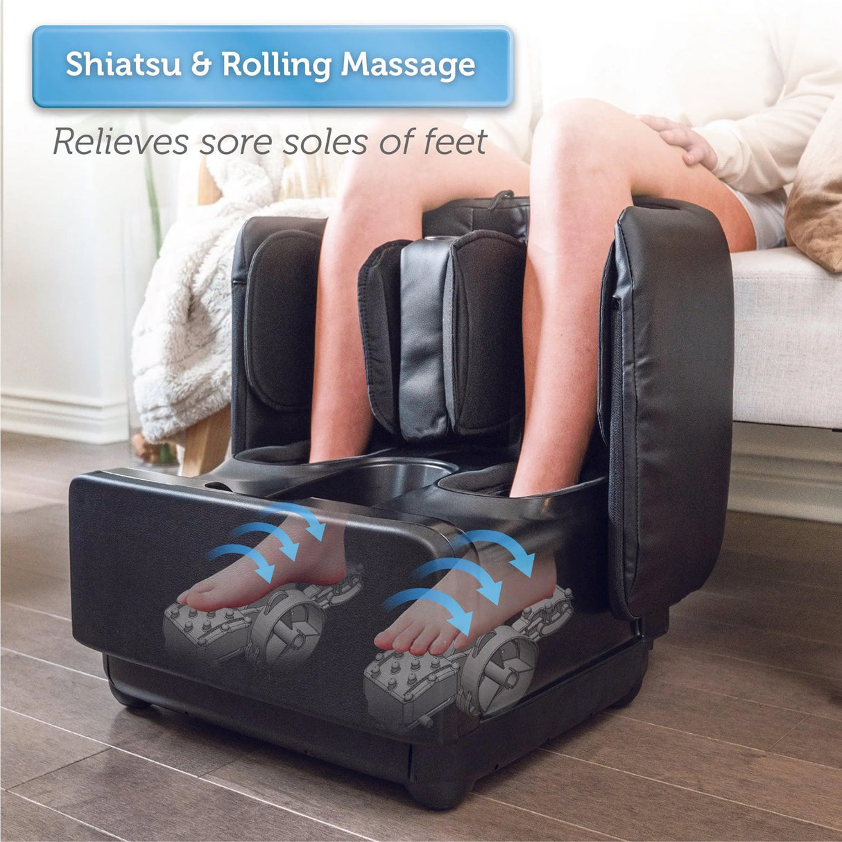 2 in 1 Foot And Leg Massager with Ottoman Rest, Shiatsu Foot and Calf Massager with Heat, Kneading, Vibration, Compression CF-5001 by Comfire