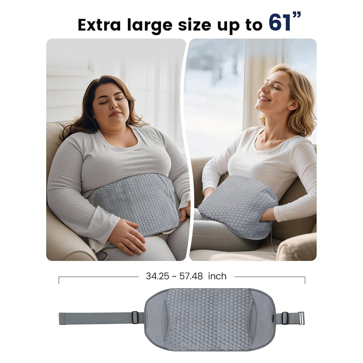 Heated Waist Belt with massager, Extra Large Size Heating Pads with Vibration for Period Cramps CF-6413 by Comfire