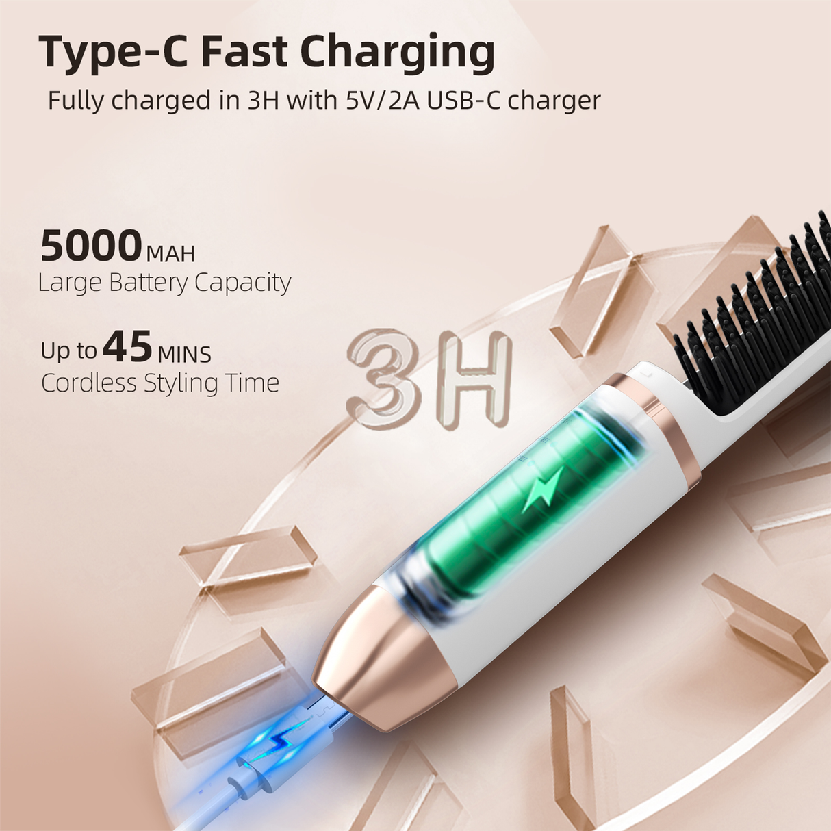 Cordless Mini Hair Straightener Brush | Hair Straightener | SASKA Trading