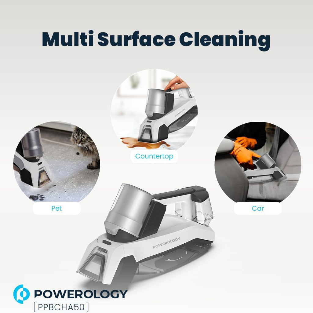 Cordless Spot Cleaner 60W, 8000Pa Suction with Spray and Scrub for Upholstery by Powerology