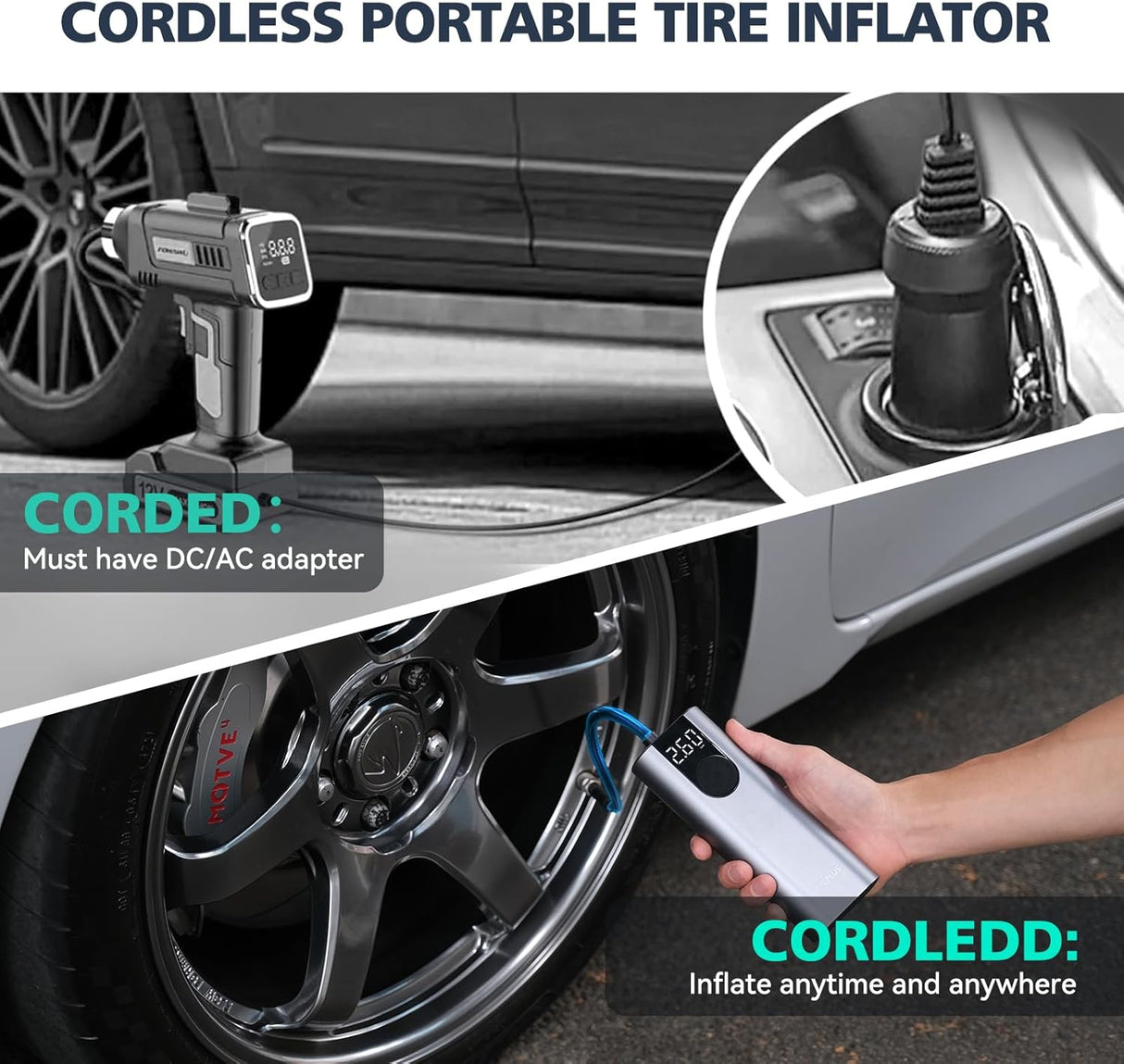 Portable Tire Inflator and Air Compressor A8 by CYCPLUS | Tire Inflator | SASKA Trading