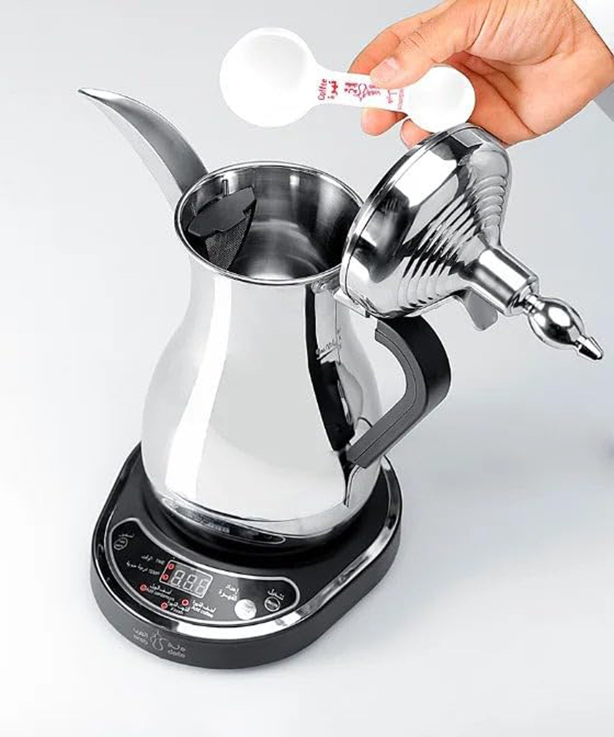 Electric Arabic Coffee Pot Set, 600ml Stainless Steel Coffee & Tea Kettle with Base, 800W Fast Heating, UK Plug by Denx