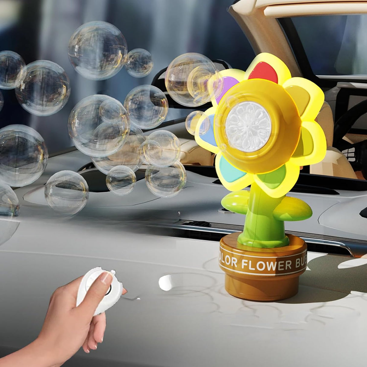 Dancing Sunflower Bubble Machine with Remote Control | Bubble machine | SASKA Trading
