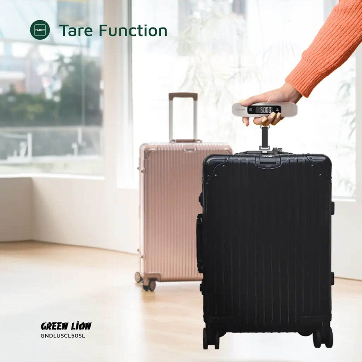 ميزان أمتعة رقمي – مقياس وزن محمول للسفر مع وظيفة إفراغ الوزن والإيقاف التلقائي من Green Lion