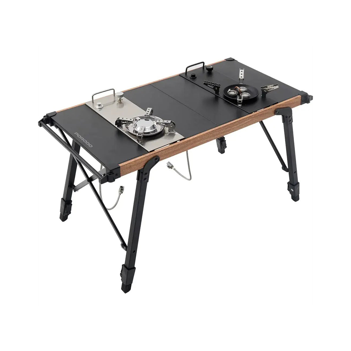 موقد ثنائي الشعلة وطاولة تخييم قابلة للطي، خفيف الوزن، محمول، للطهي في الهواء الطلق من Porodo