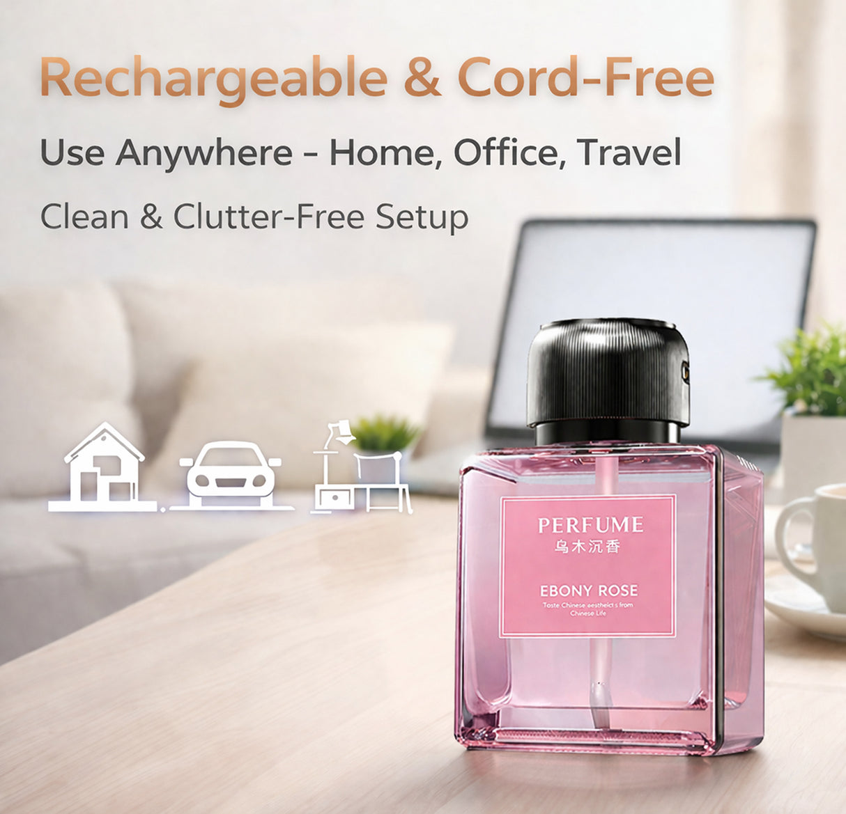 500ml Portable Ultrasonic Essential Oil Diffuser, Rechargeable Aroma Fragrance Machine