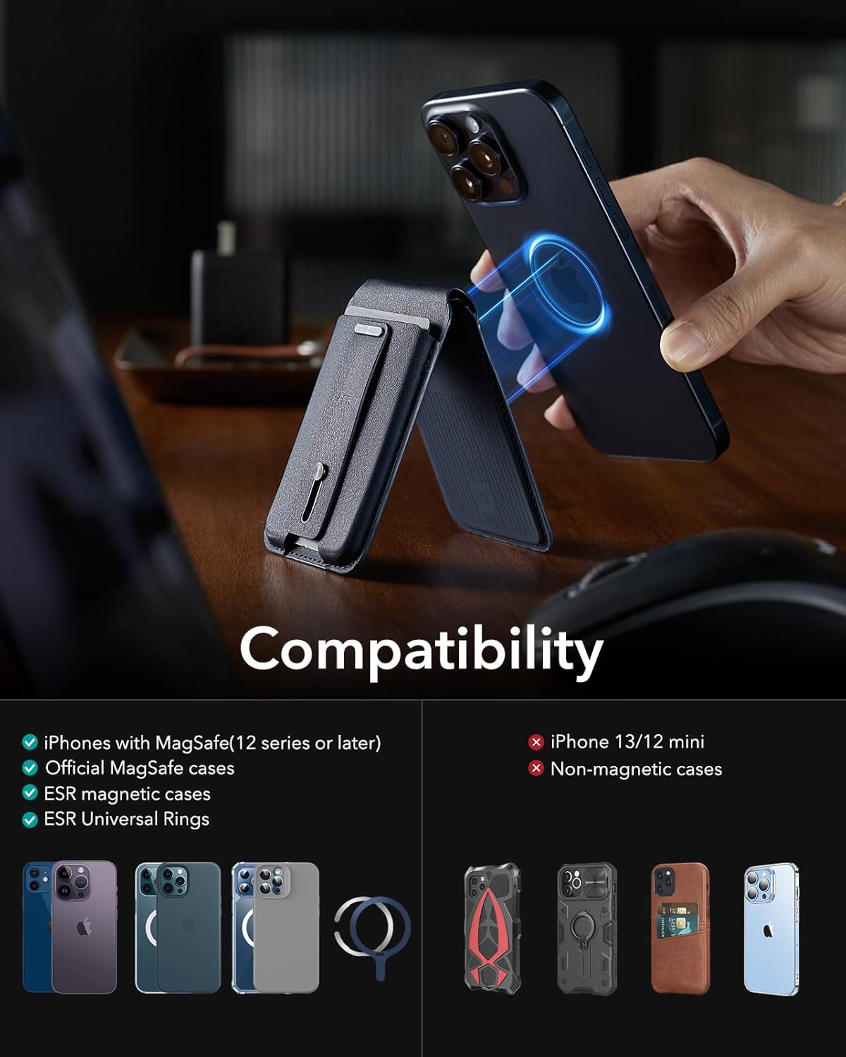 GEO Smart Card Storage with Adjustable Stand & Grip by ESR | Wallet Stand | SASKA Trading