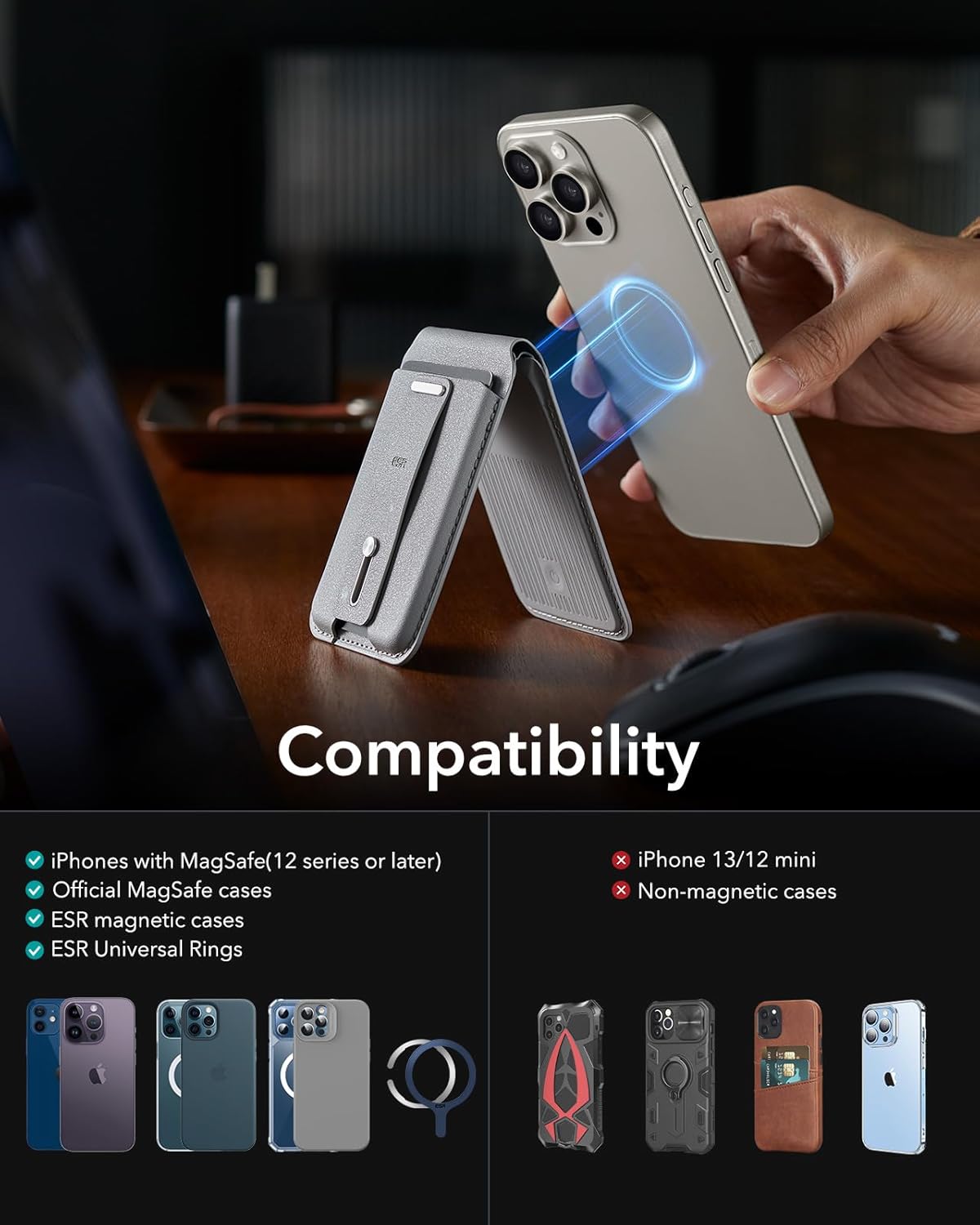 GEO Smart Card Storage with Adjustable Stand & Grip by ESR | Wallet Stand | SASKA Trading