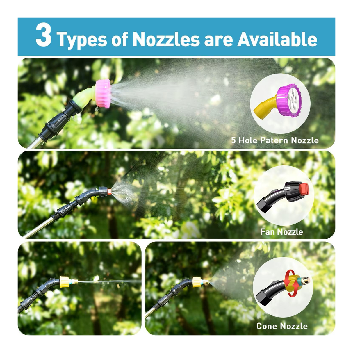 Portable Electric Sprayer 6L Tank, USB Charging 2000mAh Battery, Multi-Purpose Sprayer for Car Wash, Garden & Camping by DENX