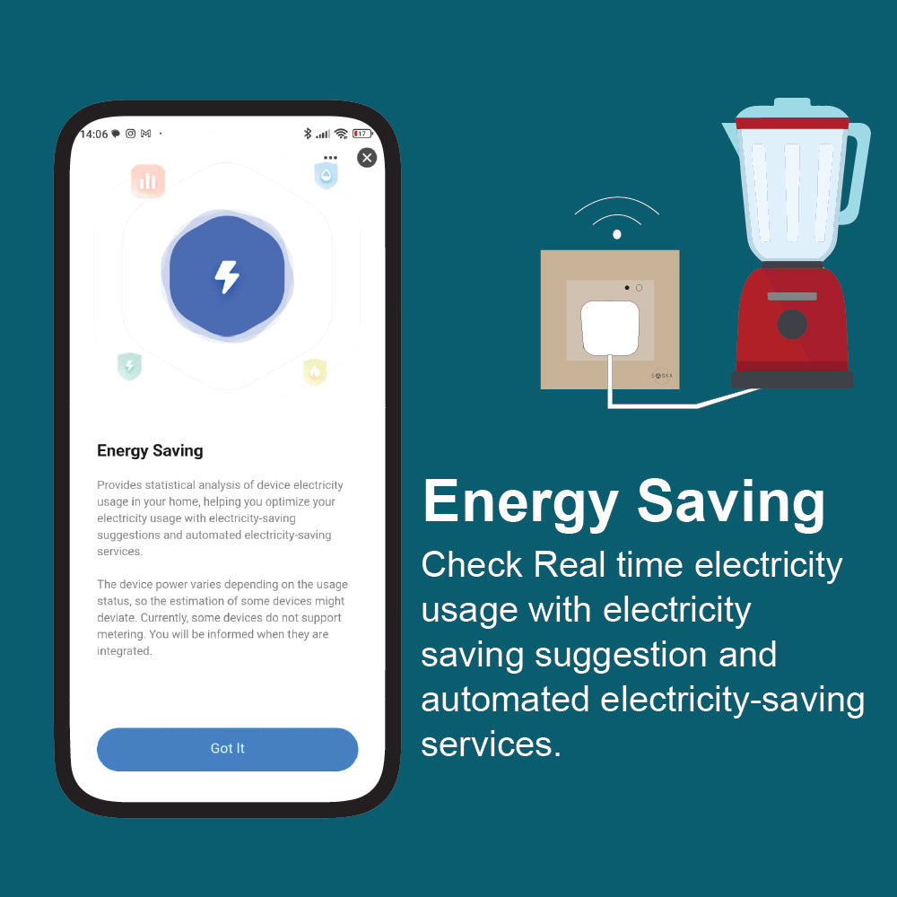 Saska Smart Wall Socket Single | Smart Socket | SASKA Trading