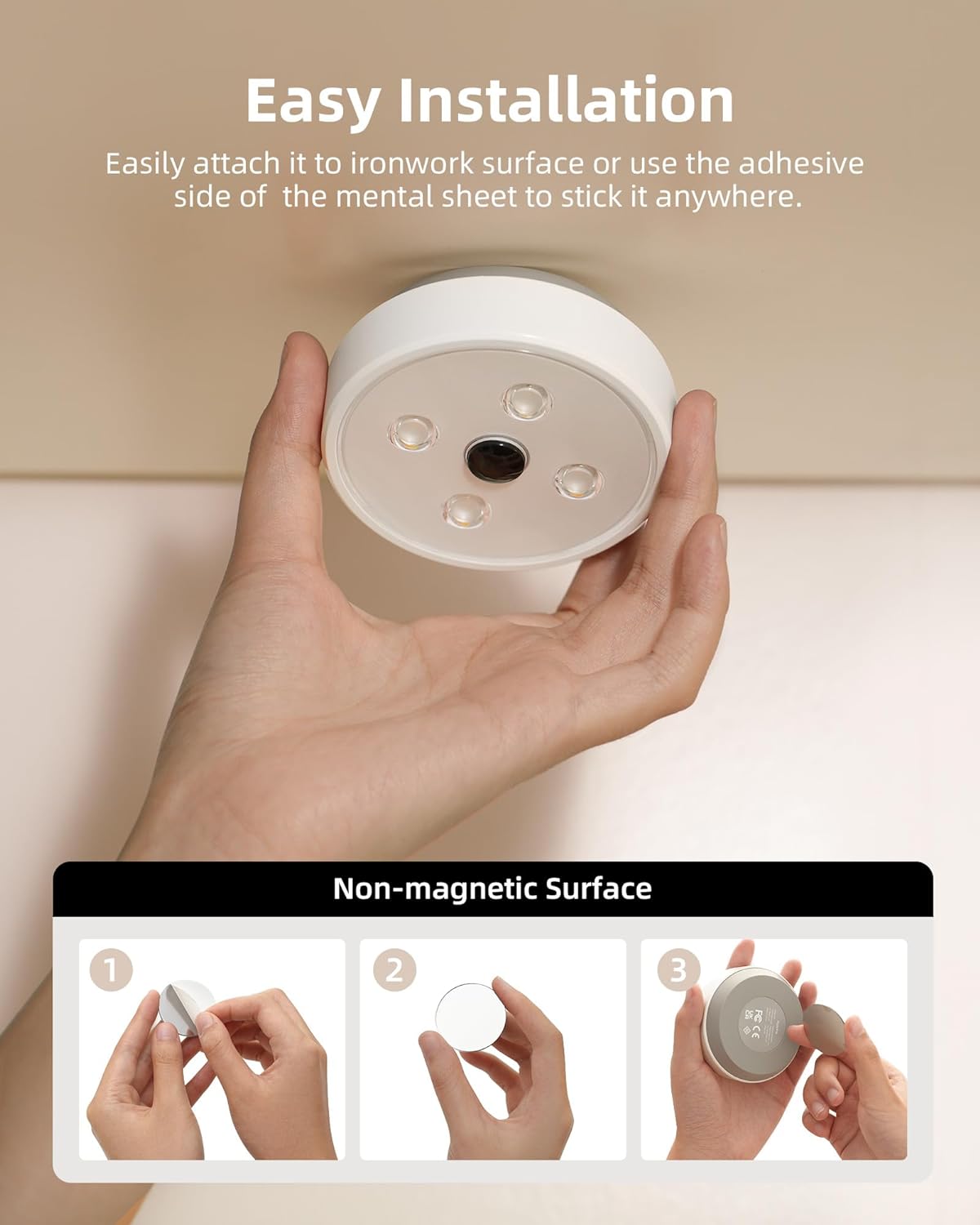 Round LED Motion Sensor Light Puck Pro Pack of 6 | Under Cabinet LED Light | SASKA Trading