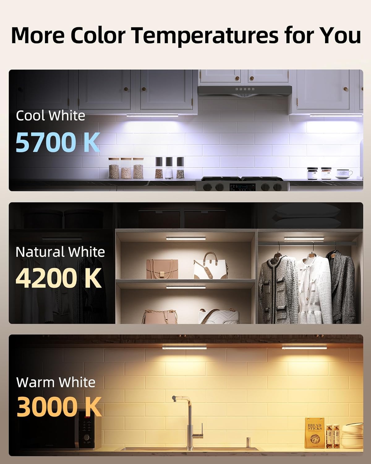 LED Under Cabinet Motion Sensor Light with Charging Station (6 Pack) by EZVALO | Under Cabinet LED Light | SASKA Trading