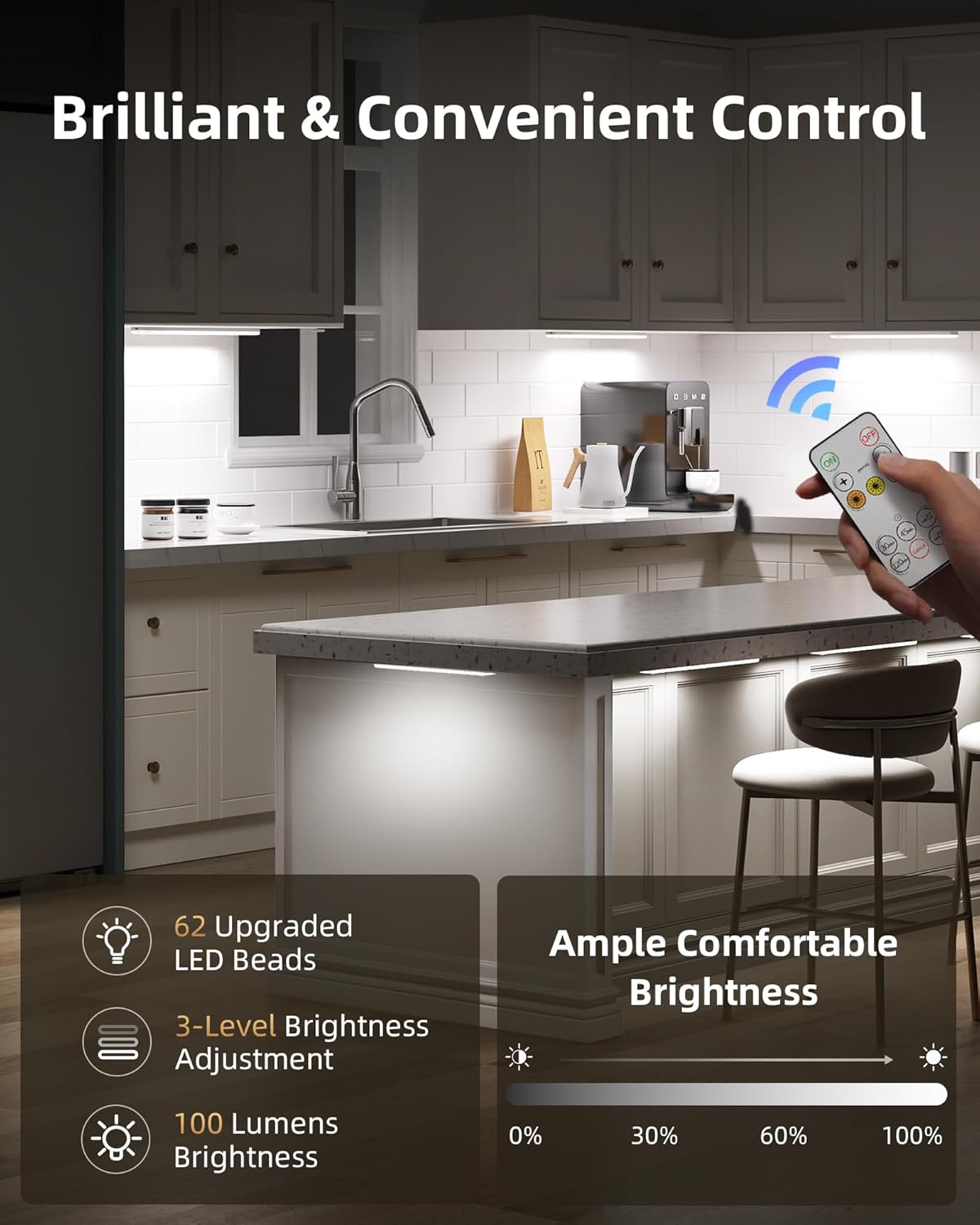 LED Under Cabinet Motion Sensor Light with Charging Station (6 Pack) by EZVALO | Under Cabinet LED Light | SASKA Trading