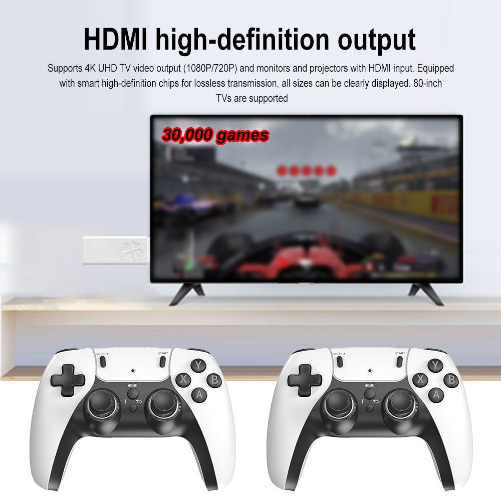 4K Retro Gaming Stick Console with 30,000+ Games & Dual Wireless Controllers, 2.4G SEM F10 Controller Gamepad