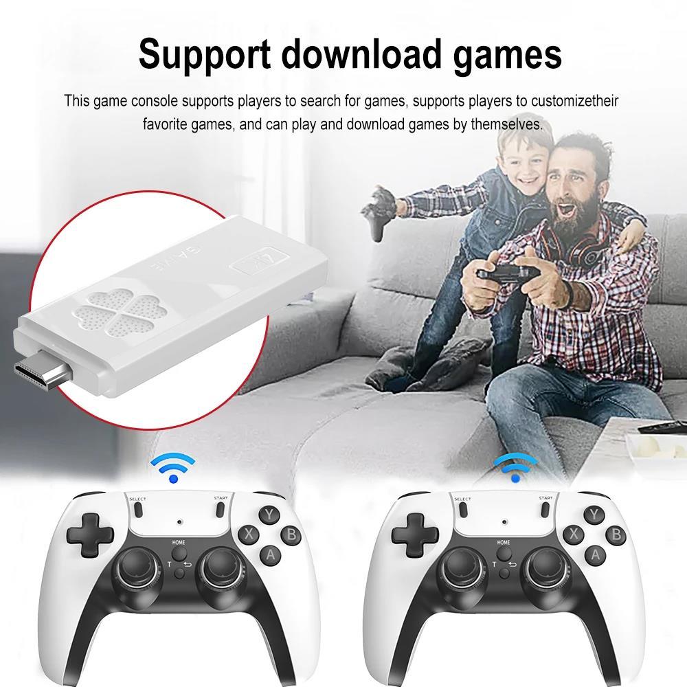 4K Retro Gaming Stick Console with 30,000+ Games & Dual Wireless Controllers, 2.4G SEM F10 Controller Gamepad