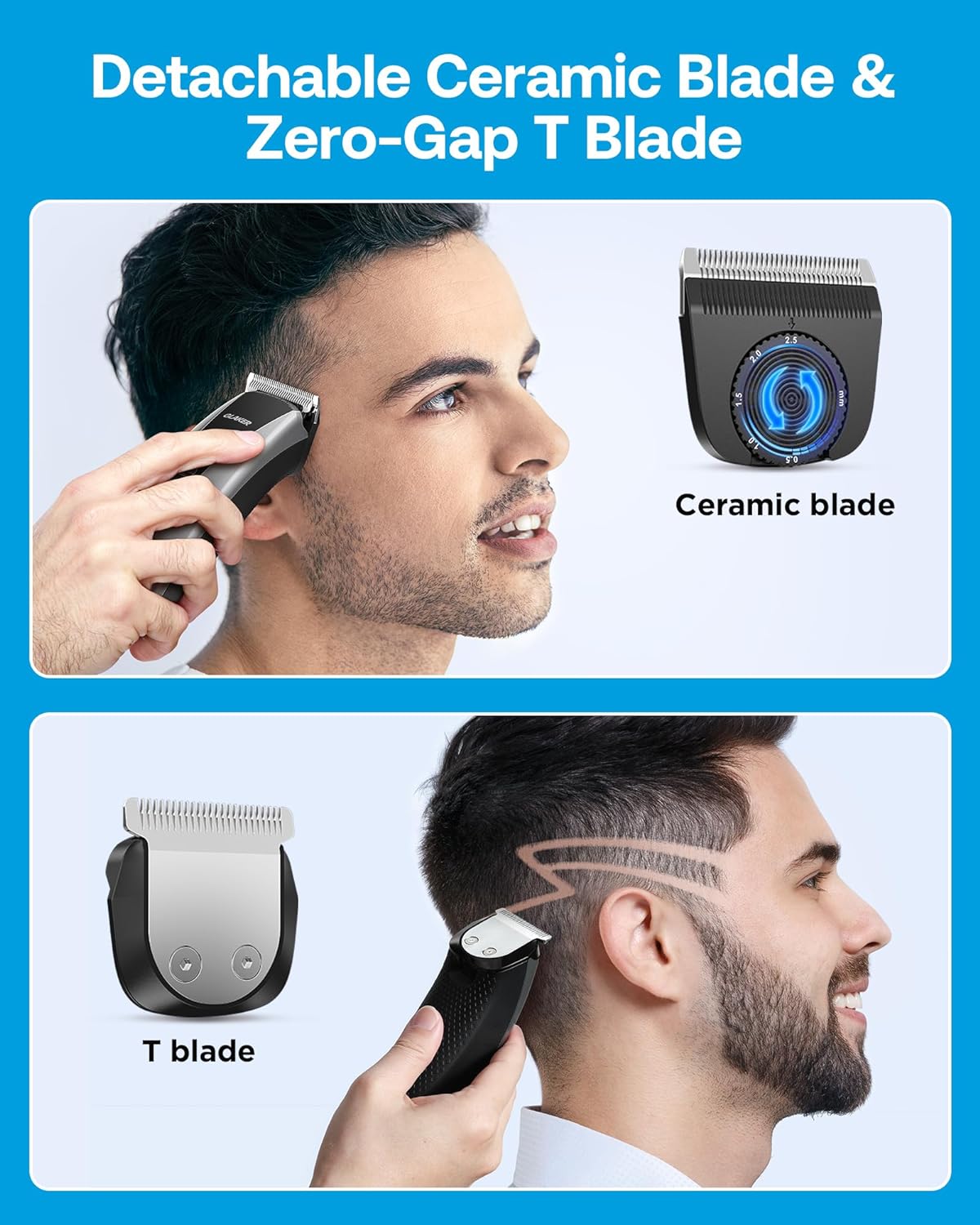 GLAKER Hair Clippers for Men Cordless 2 in 1 Versatile Hair Trimmer with 10 Guards | Hair Clipper | SASKA Trading
