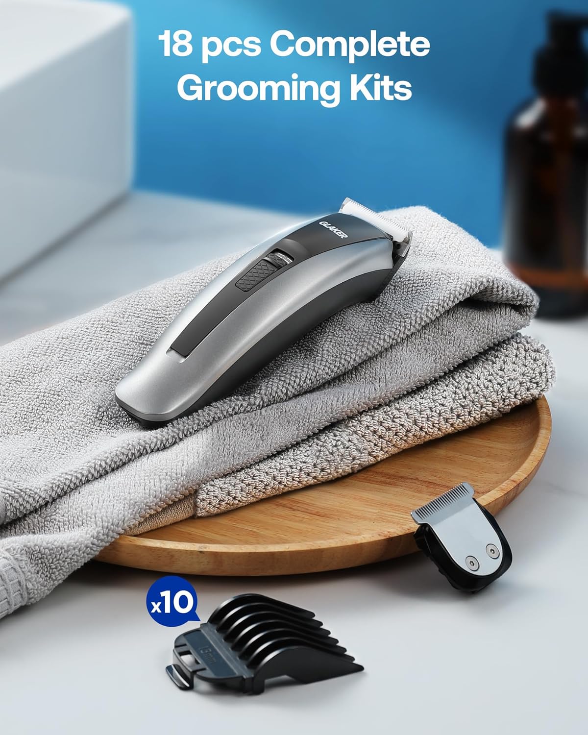 GLAKER Hair Clippers for Men Cordless 2 in 1 Versatile Hair Trimmer with 10 Guards | Hair Clipper | SASKA Trading