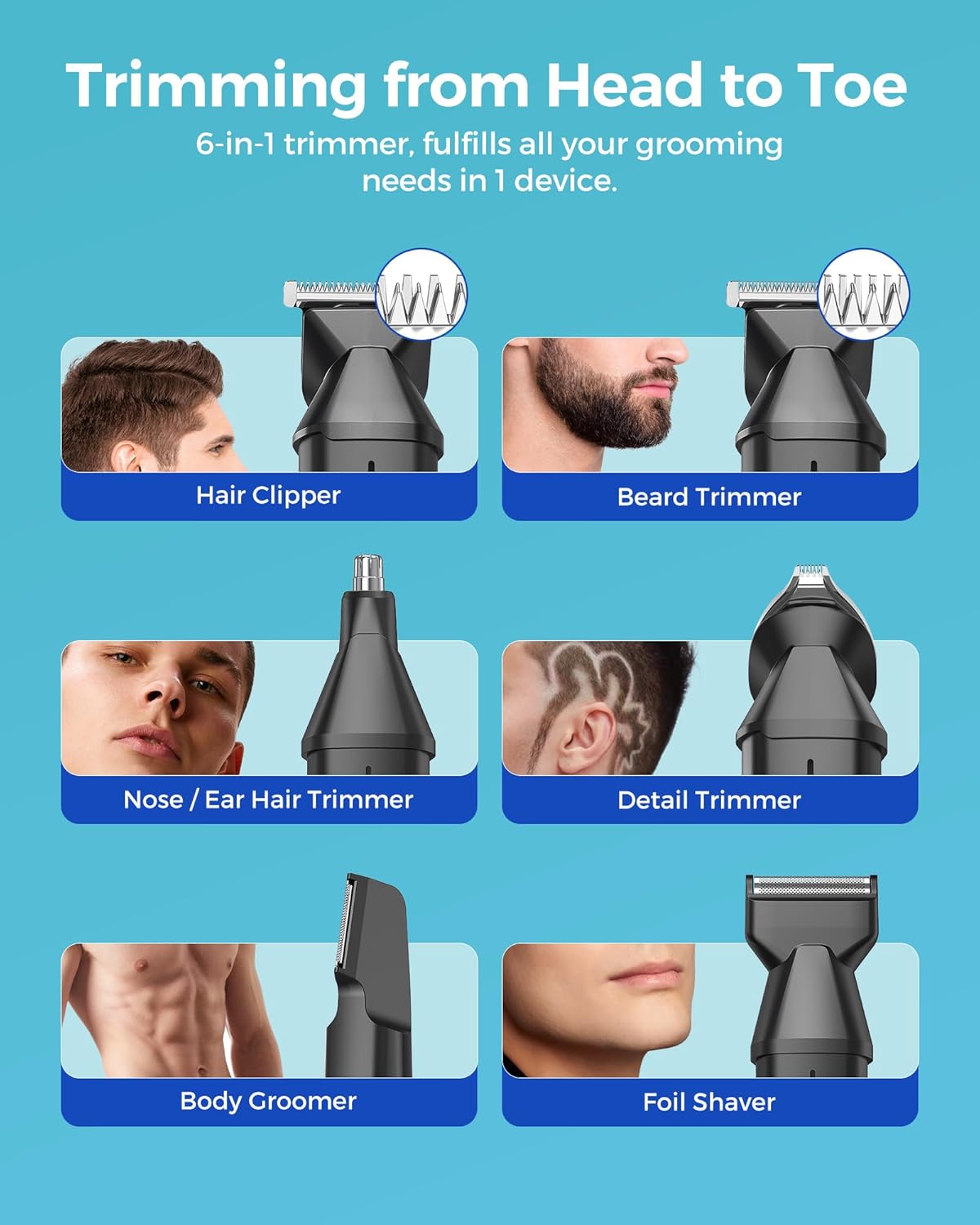 Hair Trimmer Complete Mens Grooming Kits by GLAKER | Hair Clipper | SASKA Trading
