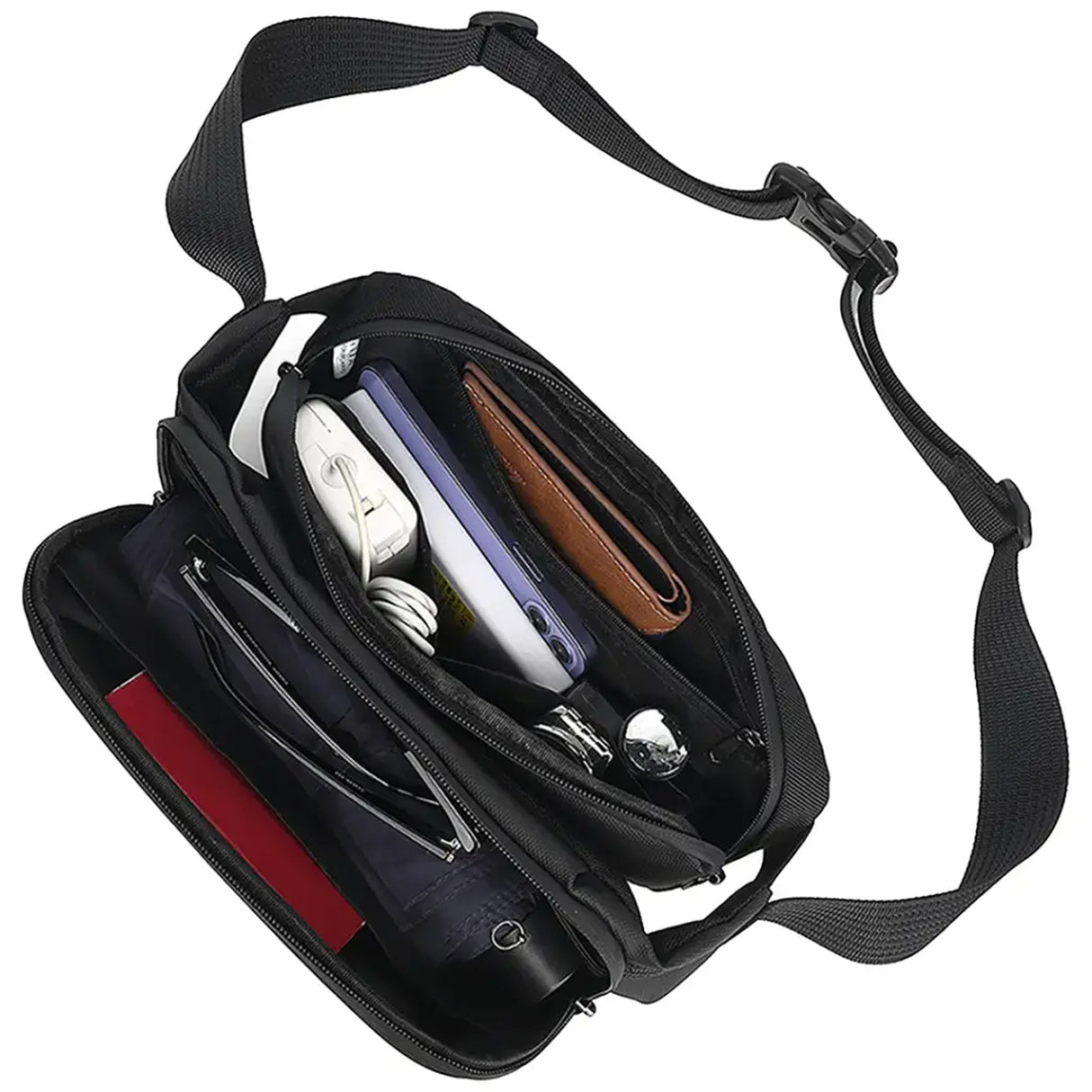 حقيبة كتف كروس بودي للسفر Cleveland، تصميم صلب EVA مقاوم للماء مع حزام قابل للتعديل من Green Lion