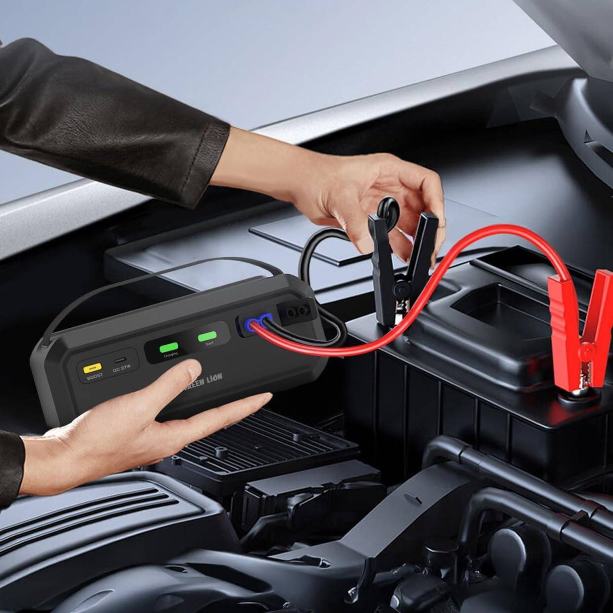 مشغل بطارية سيارة 12 فولت سوبر كاباسيتور بدون بطارية 1000 أمبير، جهاز تشغيل طوارئ محمول للسيارات من Green Lion