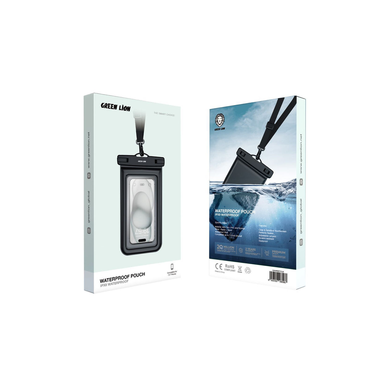 Waterproof Pouch for 7.2-inch Phone - Clear by Green Lion | Waterproof Phone Pouch | SASKA Trading