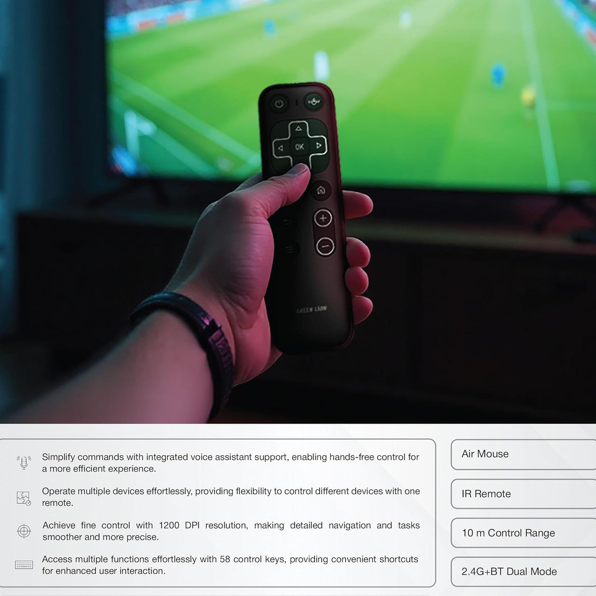 جهاز تحكم عن بعد لاسلكي شامل مع لوحة مفاتيح صغيرة وفأرة 2.4G من Green Lion