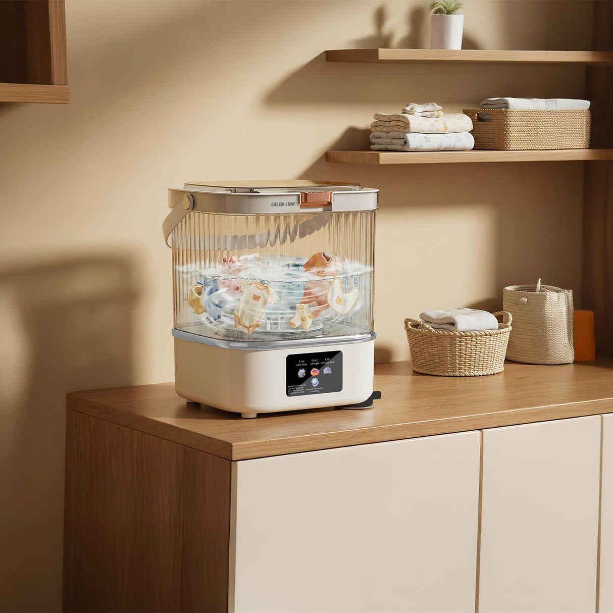 Mini Wash 12L Portable Compact Washing Machine for Baby Clothes, Underwear, Socks by Green Lion