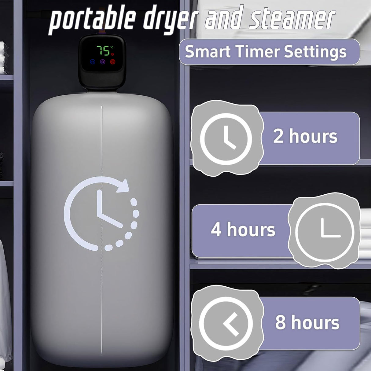 مجفف ملابس محمول 450 واط – تجفيف سريع مع تعقيم وإزالة العث