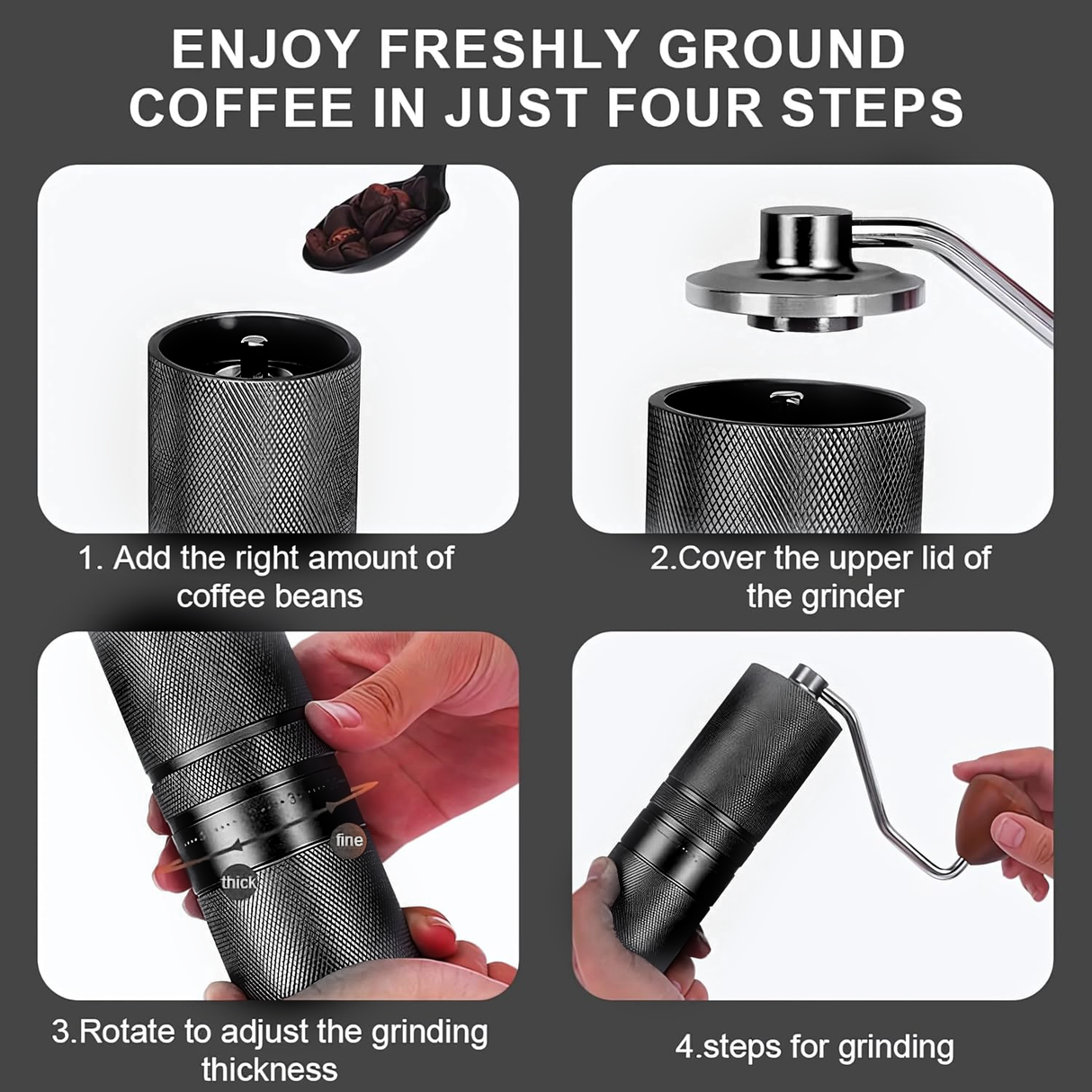 Portable Hand Brewed Coffee Grinder with Adjustable Gears | Coffee Grinder | SASKA Trading