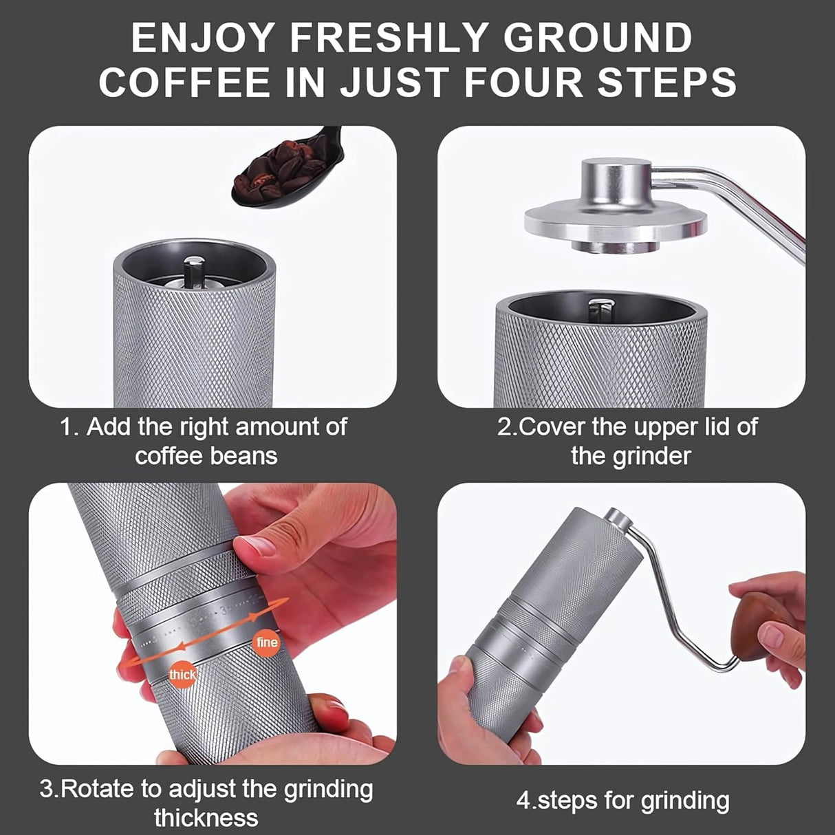 Portable Hand Brewed Coffee Grinder with Adjustable Gears | Coffee Grinder | SASKA Trading