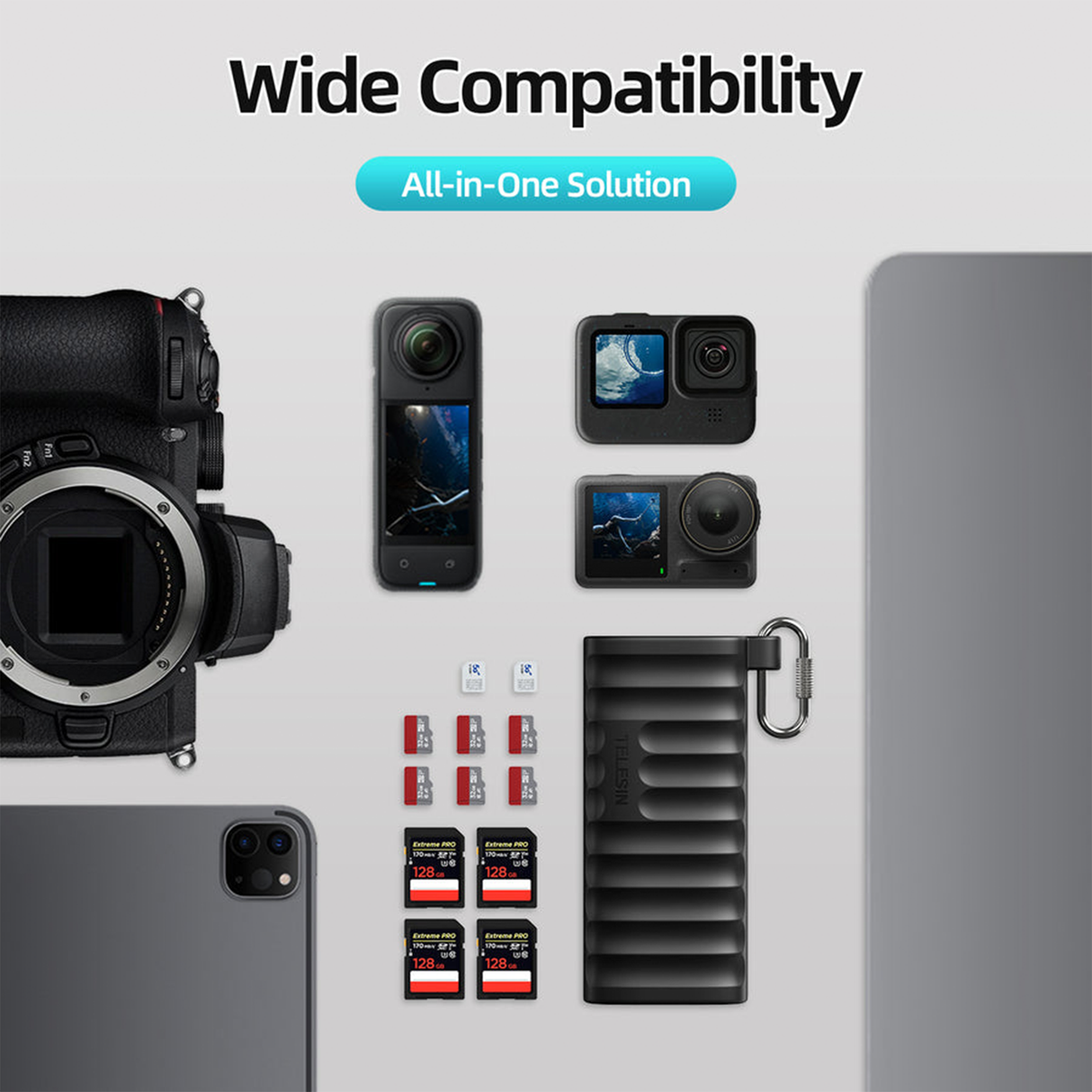 High-Speed USB 3.1 Type-C MicroSD Card Reader and Storage Case by TELESIN | Card Reader | SASKA Trading