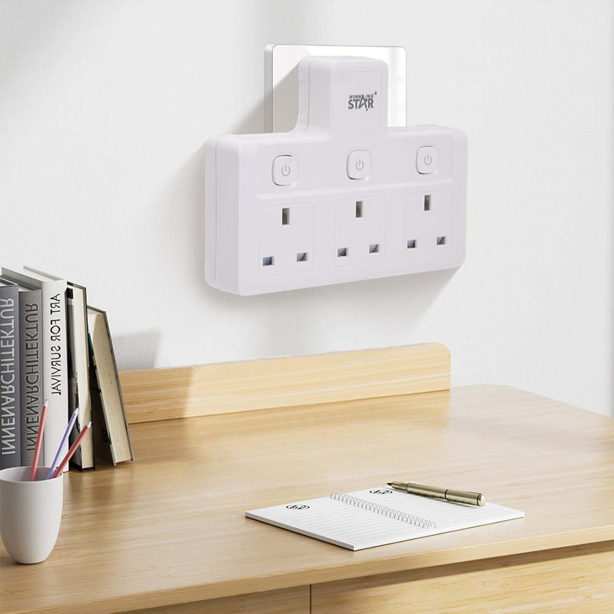 High Quality 3-Pin Plug Extension Socket ST-1086-3 with 3 UK Outlets AC220V-250V by Winning Star | Extension Socket | SASKA Trading