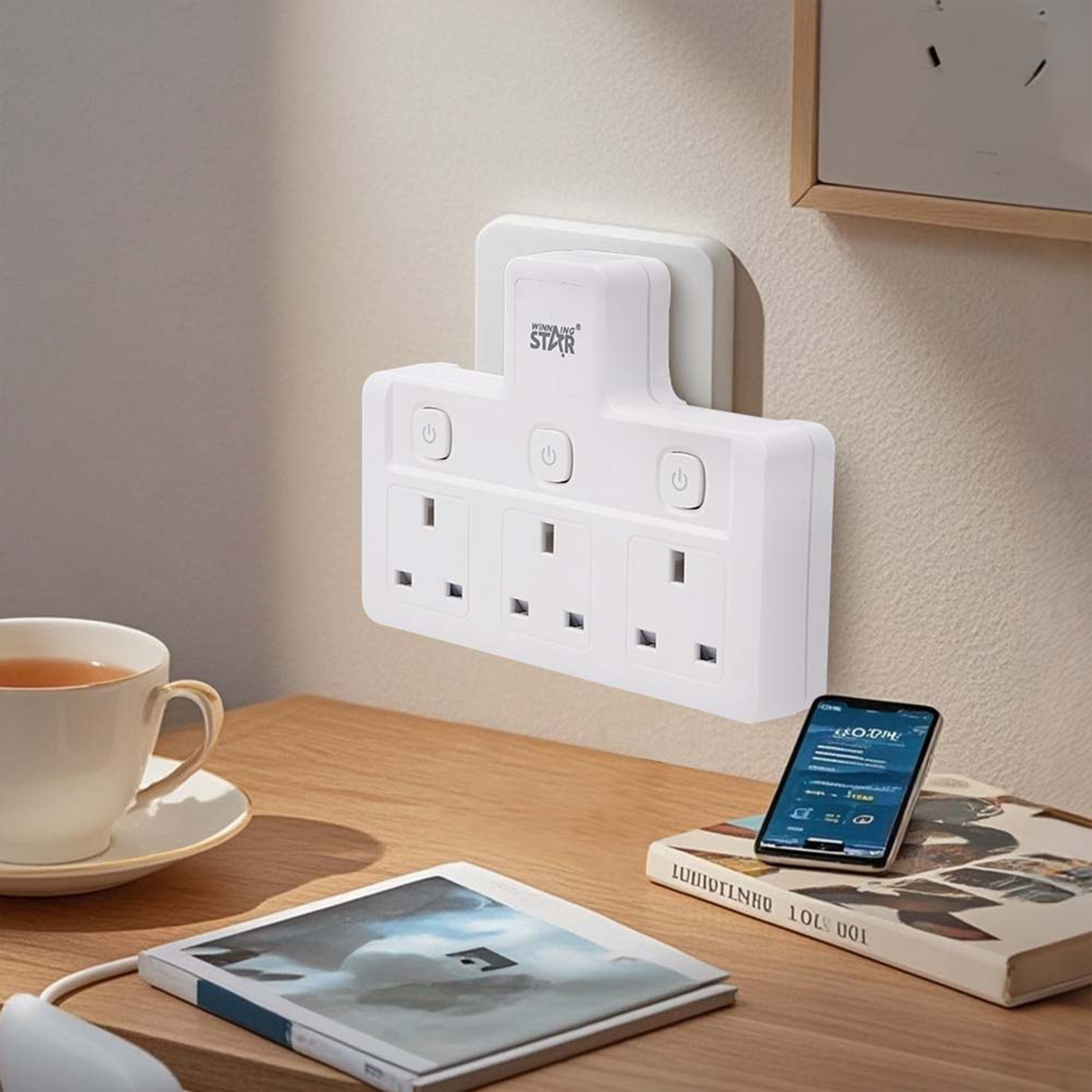 High Quality 3-Pin Plug Extension Socket ST-1086-3 with 3 UK Outlets AC220V-250V by Winning Star | Extension Socket | SASKA Trading