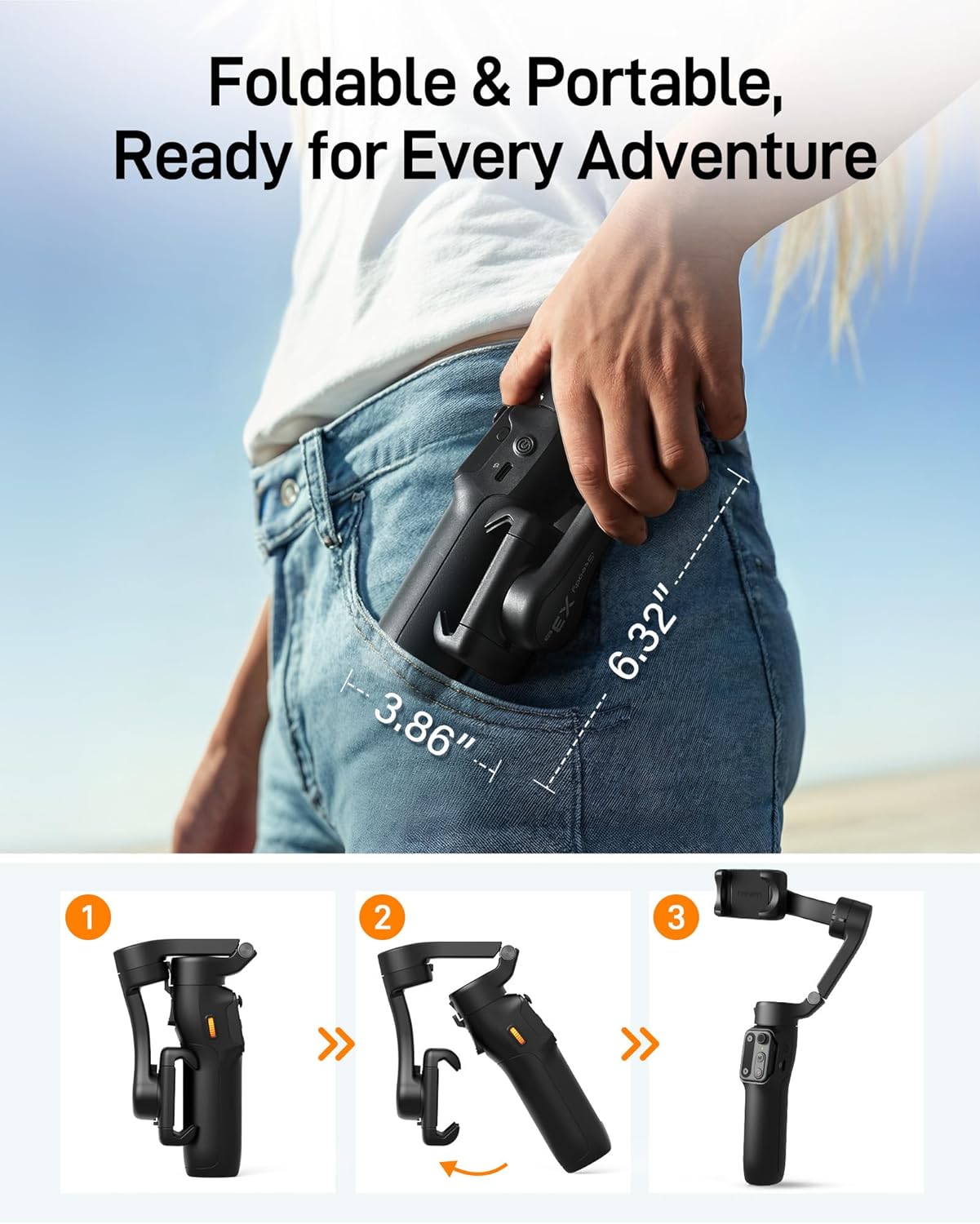 iSteady X3 SE 3-axis Foldable Smartphone Gimbal Stabilizer by Hohem | Phone Gimble | SASKA Trading