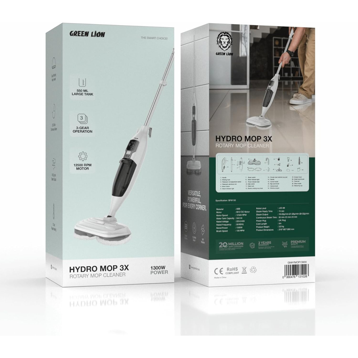 Hydro Mop 3X Rotary Mop Cleaner 1300W – Powerful Floor Cleaning System by Green Lion | Mop Cleaner | SASKA Trading
