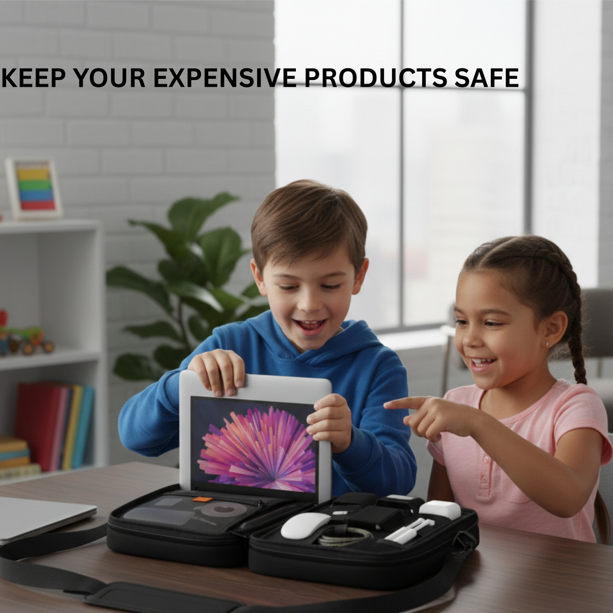 Parallel Hardshell Laptop Bag with Compartments for 12.9"-13.3" iPad and MacBook by WiWU