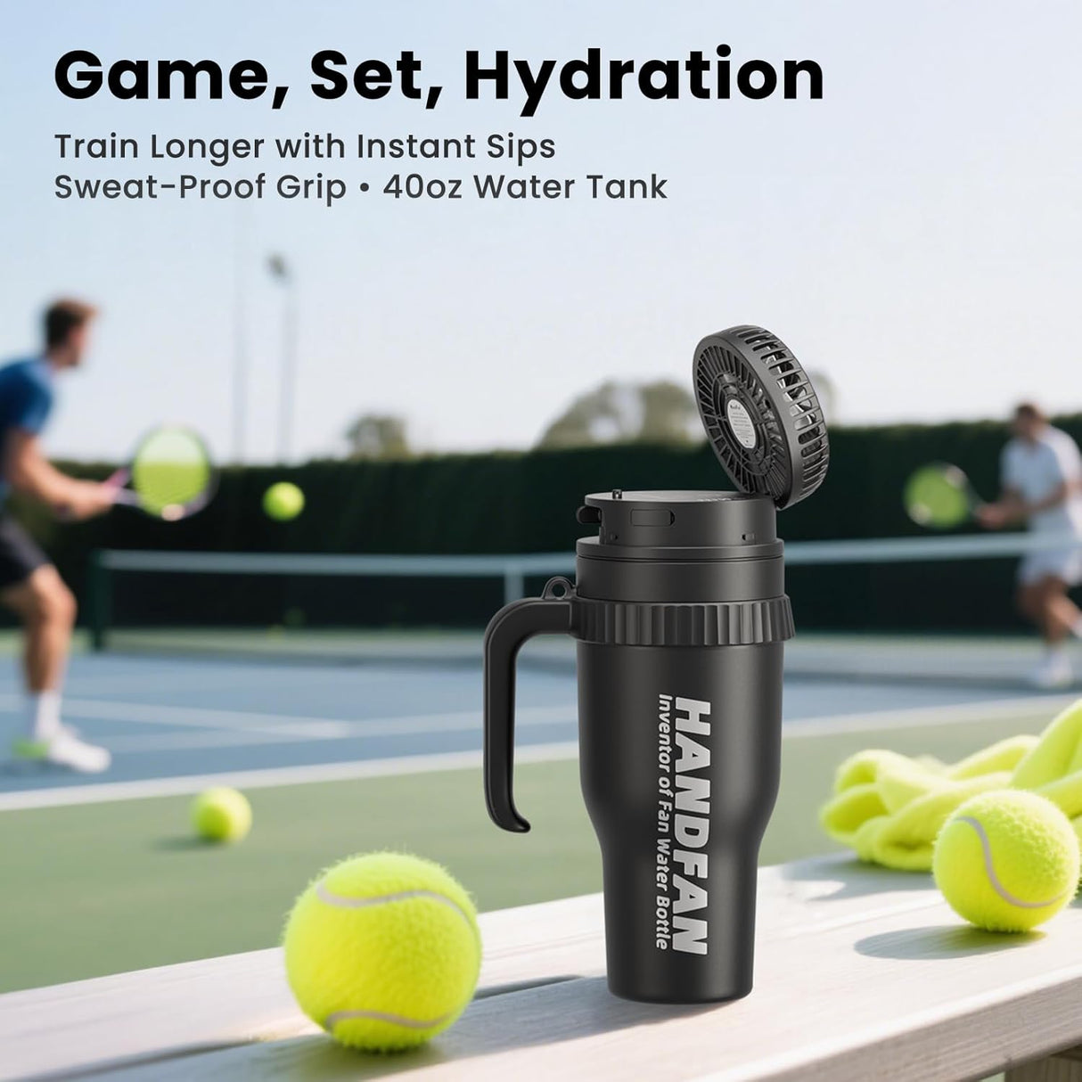 3-in-1 Insulated Sport & Gym Water Bottle with Portable Hand Fan M440 by HandFan | Water Bottle | SASKA Trading